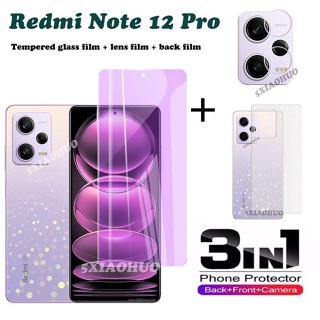 3-in-1 กระจกนิรภัยกันรอยหน้าจอ แบบเต็มจอ สําหรับ Xiaomi Redmi Note 12 Pro Redmi 12C 10C Note 12 Pro+