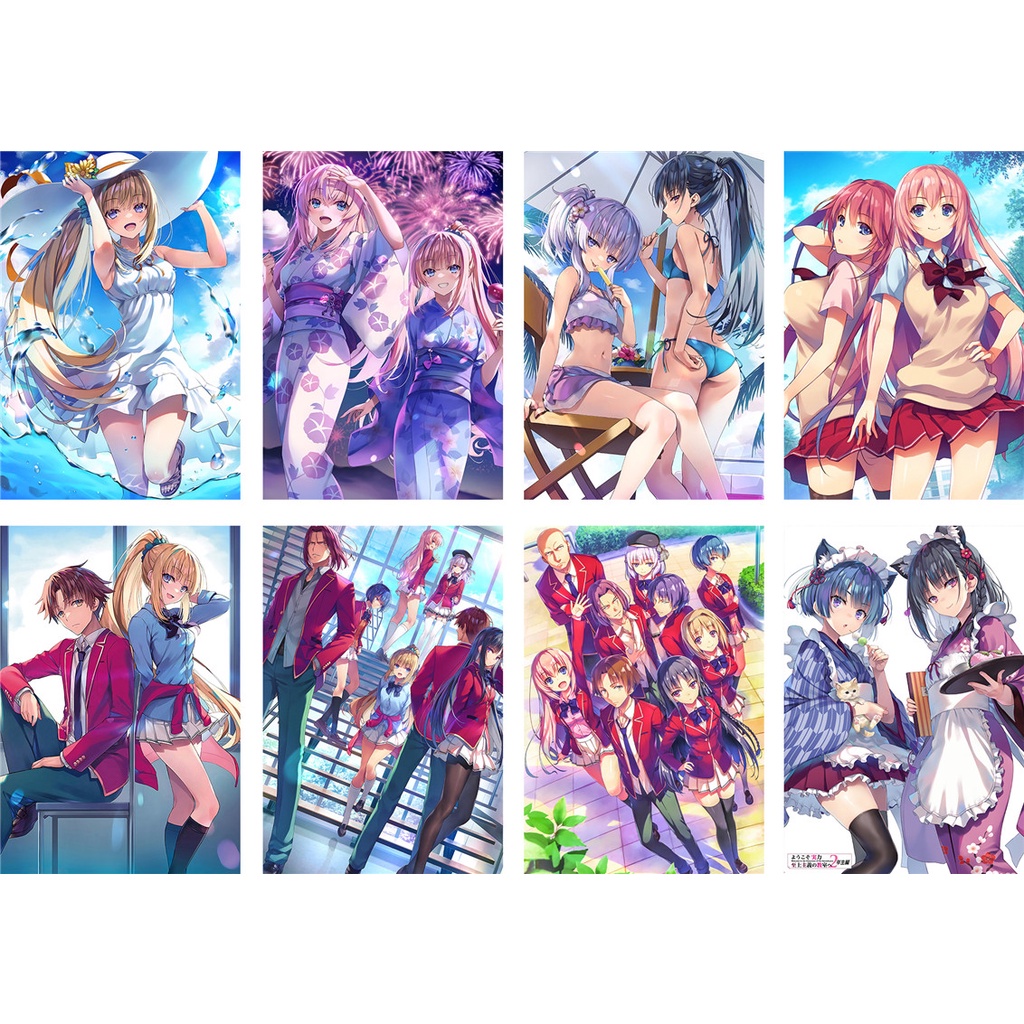 โปสเตอร์คอสเพลย์ Classroom Of The Elite Horikita Suzune Kikyou Kushida A3 สําหรับตกแต่งผนังบ้าน ของขวัญ 8 ชิ้น ต่อชุด