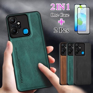 2 IN 1 เคสโทรศัพท์มือถือ TPU นิ่ม กันกระแทก พร้อมฟิล์มเซรามิค กันรอยหน้าจอ ทรงโค้ง สําหรับ Infinix Smart 6 Plus X6823C X6823