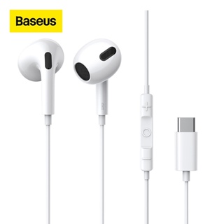 Baseus หูฟัง แบบมีสาย Type-C lateral in-ear พร้อมไมค์ เหมาะสำหรับ หัวเว่ย Mate 40 Samsung S21 3.5 มม.