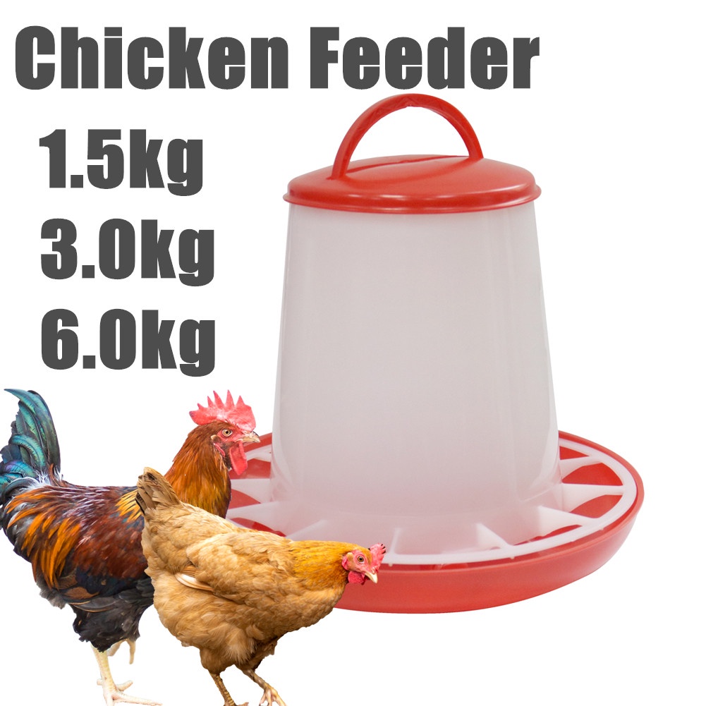 เครื่องป้อนไก่1.5/3/6กิโลกรัมไก่ป้อนอัตโนมัตินกกระทานกพิราบป้อนไก่ถังให้อาหารฟาร์มสัตว์ปีกเครื่องมือให้อาหาร