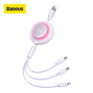 Baseus 3 in 1 สายชาร์จ USB ชาร์จเร็ว ยืดหดได้ สําหรับ iPhone 12 Type C Micro M+L+C 3.5A 1.2 ม./1.1 ม.