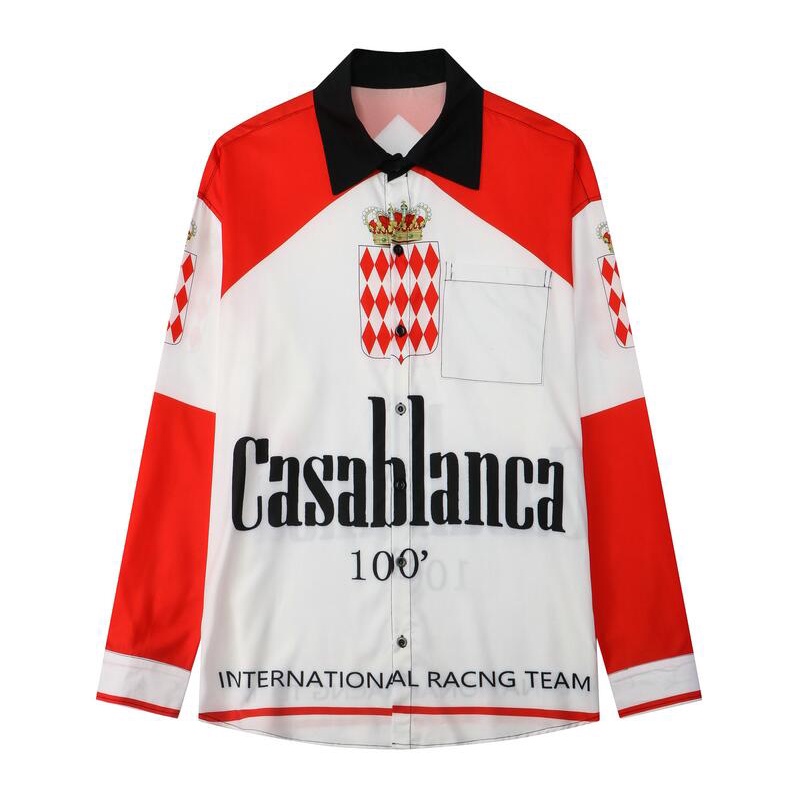 4868 เสื้อยืดแฟชั่น casablanca สําหรับผู้ชายแขนยาว