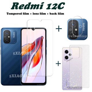 3-in-1 กระจกนิรภัย Xiaomi Redmi 12C กระจกนิรภัยกันรอยหน้าจอ Redmi Note 12 Pro + กระจกนิรภัย แบบเต็มจอ