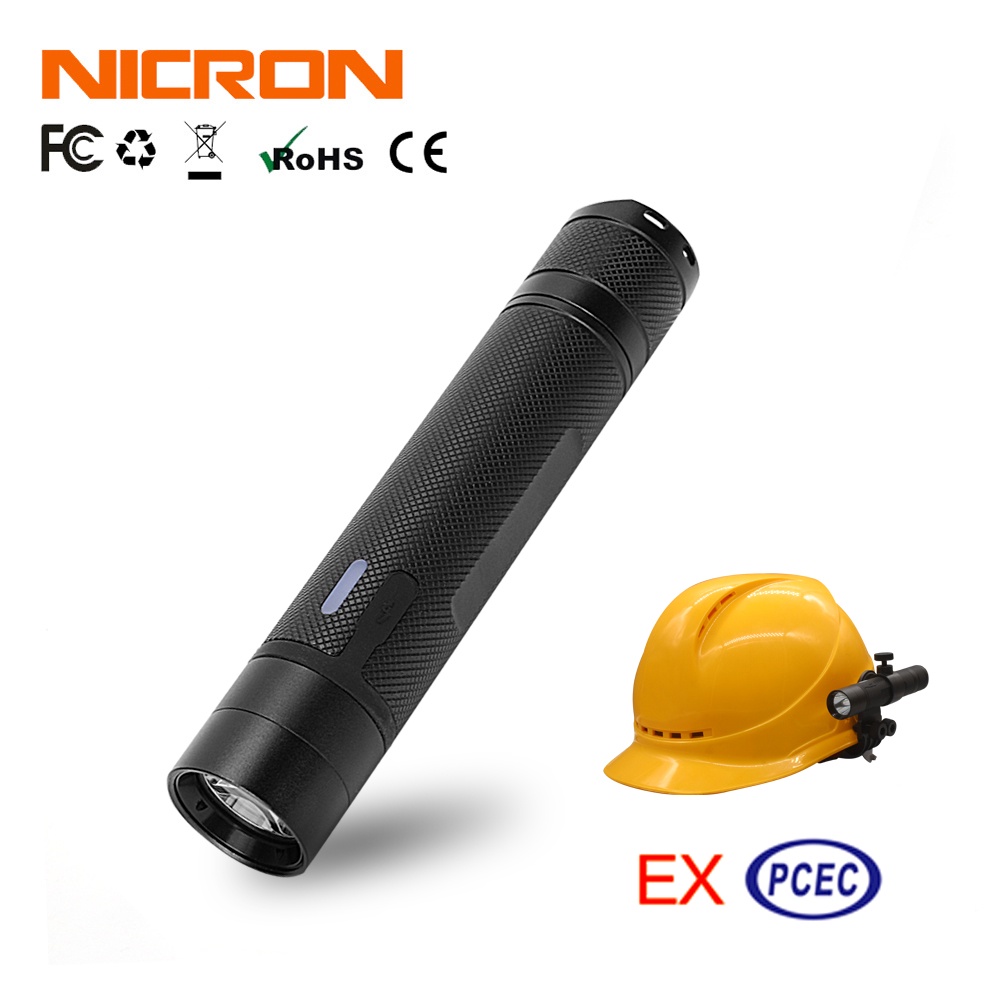 Nicron EXB91 ไฟฉาย ขนาดเล็ก บาง ป้องกันการระเบิด ชาร์จไฟได้ 270LM กันน้ํา IP68 สําหรับหมวกทํางาน จักรยาน