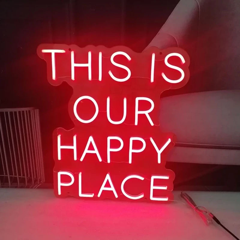 This is Our Happy Place ป้ายไฟนีออน Led สําหรับตกแต่งผนังบ้าน ร้านค้า