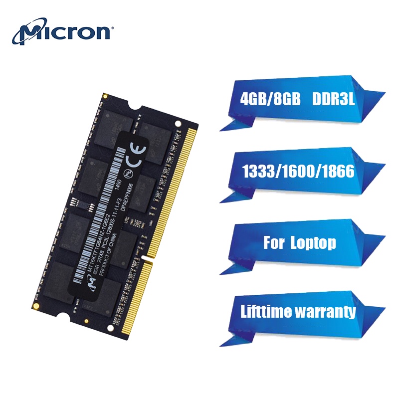 แรมหน่วยความจํา Micron 4GB 8GB PC3L-12800 DDR3L 1600 1866 mhz SODIMM