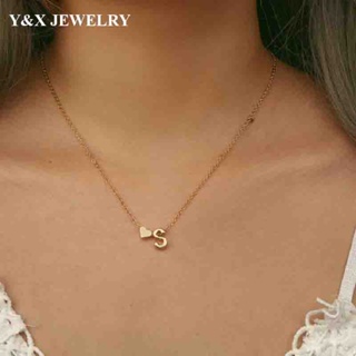 【Y&amp;X】สร้อยคอโซ่สั้น ทอง 18K จี้ตัวอักษร A-Z 26 ตัว เครื่องประดับ สําหรับผู้หญิง