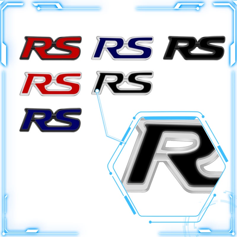 ภายในรถสติกเกอร์โลหะขนาดเล็ก RS โลโก้พวงมาลัยรถสัญลักษณ์ตกแต่งสําหรับ Chevrolet Cruze Captiva Aveo สําหรับ Honda Civic Mugen