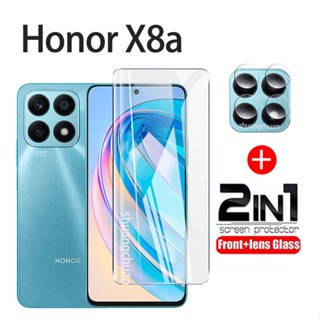 2in1 ฟิล์มกระจกนิรภัยใส กันรอยหน้าจอ และเลนส์ 3D สําหรับ Honor X8a Honor X7a