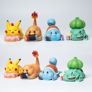 โมเดลฟิกเกอร์ Pvc รูปการ์ตูนโปเกม่อน Bulbasaur Pikachu Squirtle Charmander Q Version ขนาด 8 ซม. ของขวัญ สําหรับสะสม