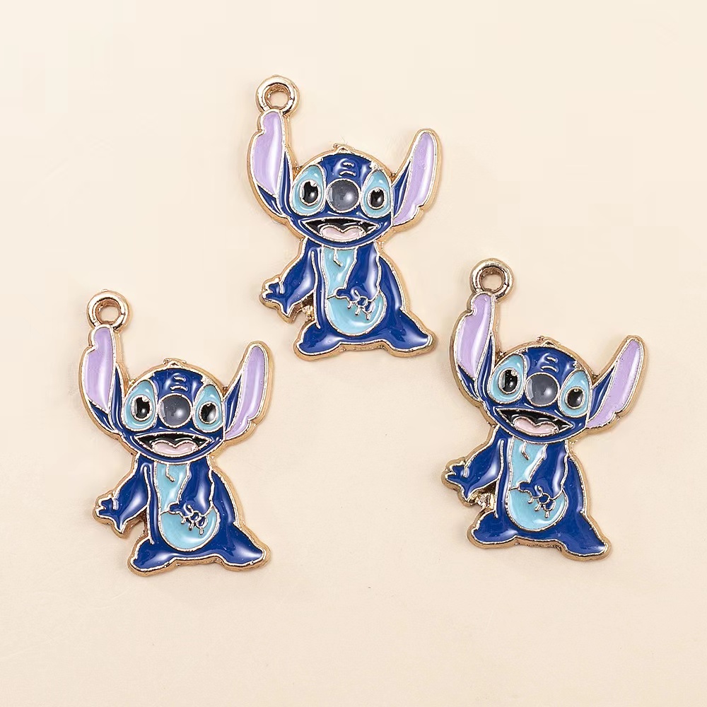 จี้การ์ตูน Stitch อัลลอย แฮนด์เมด DIY เครื่องประดับ สําหรับผู้หญิง พวงกุญแจ ต่างหู สร้อยคอ เครื่องประดับ 2 ชิ้น ต่อล็อต ---040