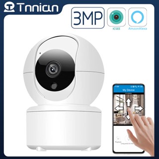 Tnnian กล้องวงจรปิดไร้สาย ICSee Alexa 3MP 360 WIFI PTZ IP IR มองเห็นที่มืด ขนาดเล็ก สําหรับกล้องวงจรปิด