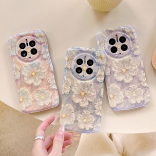 เคสโทรศัพท์มือถือ TPU นิ่ม กันกระแทก ลายดอกไม้ สีฟ้าเลเซอร์ แฟชั่นหรูหรา สําหรับ Huawei Mate 50 40 30 Pro Mate40Pro Mate30Pro