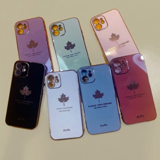 Casing Redmi A1 12C 10C 10 9T 9C 9A 9 Note 11S 11 Pro 4G 5G Cute 6D Straight Edge Fine Hole Plating Maple Leaf Soft Thin Shockproof Phone Back Case Cover 1DS 01