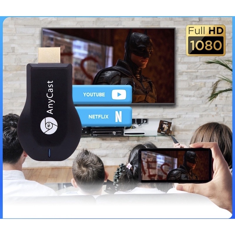 AnyCast Chromecast M9 PLUS TV Stick WiFi Dongle Receiver 1080P จอแสดงผล HDMI Pigfly