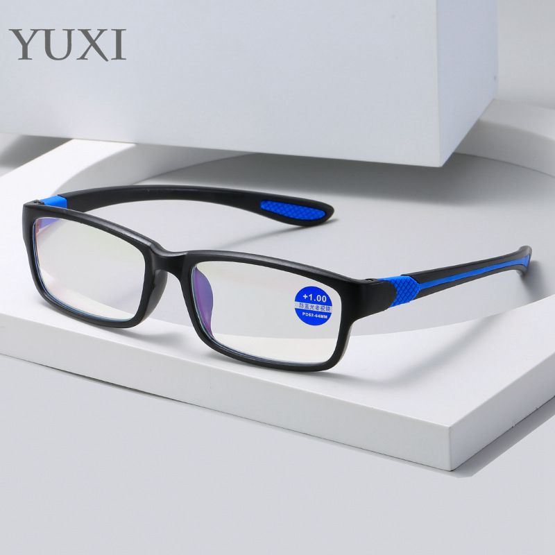 【พร้อมส่ง】แว่นตาอ่านหนังสือ ทรงสี่เหลี่ยมผืนผ้า ป้องกันแสงสีฟ้า น้ําหนักเบา สไตล์เรโทร สําหรับผู้สูงอายุ 1.00+1.50+2.00+2.50+3.00+3.50+4.00 ราคา ถูกที่สุด ดีลบีเคเค