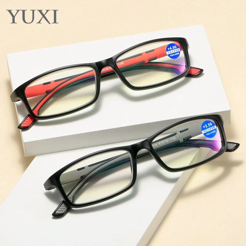 【พร้อมส่ง】 แว่นตาอ่านหนังสือ ทรงสี่เหลี่ยมผืนผ้า ป้องกันแสงสีฟ้า สําหรับสายตายาว 1.00–4.00 ผู้สูงอายุ