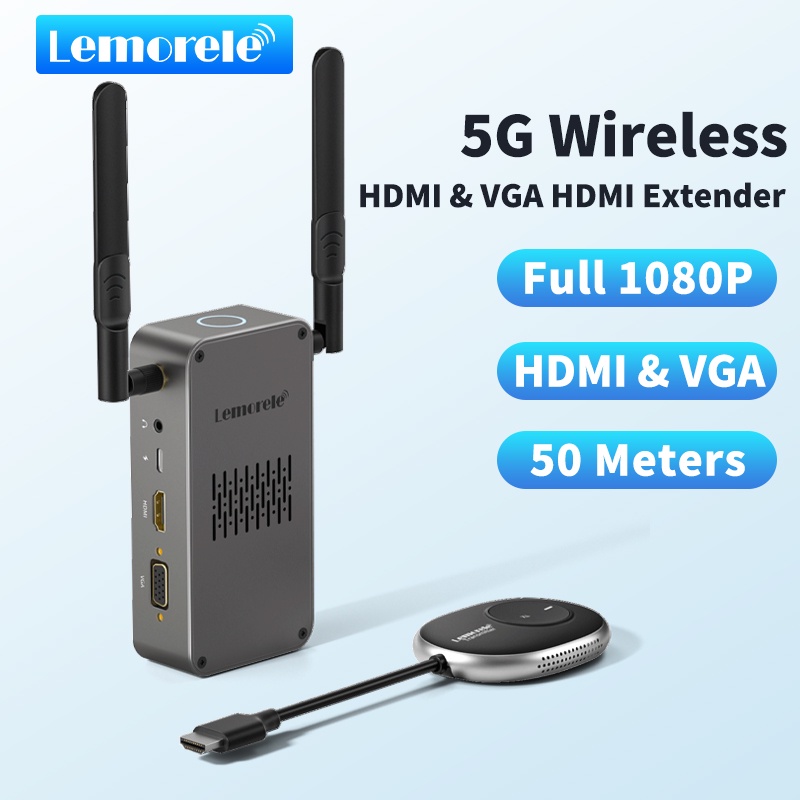 Lemorele Q5R18 HDMIอุปกรณ์แชร์หน้าจอแบบไร้สาย WiFi 1080P HD รองรับสองจอแสดงผลสำหรับสวิตช์แล็ปท็อปพีซีโปรเจคเตอร์ PS4 HDTV