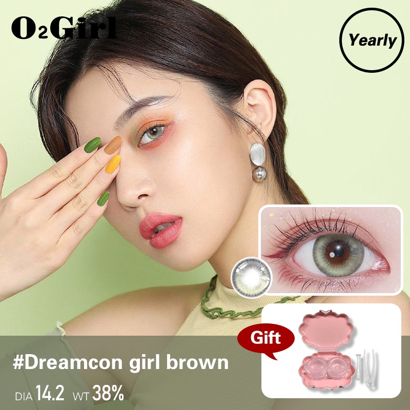 O2Girl คอนแทคเลนส์ Mini 2 ชิ้น 14.2 สีน้ำเงินมม. บิ๊กอายแว่นตาสายตาสั้นแต่งหน้าผลิตภัณฑ์ความงามเลนส์