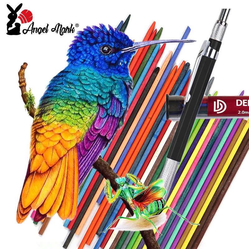 Angel Mark DEDEDEPRAISE ดินสอกด 2.0 มม. & ดินสอสี อัตโนมัติ แบบเปลี่ยน 36 สี สําหรับร่างภาพ