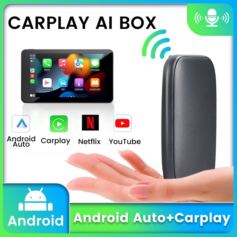 มินิ Carplay Ai Box Wireless Carplay Android Auto Plug &amp; Play ในตัว Youtube Netflix เครื่องเล่นวิดีโอมัลติมีเดีย