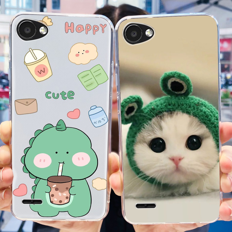 เคสโทรศัพท์มือถือ ซิลิโคนนุ่ม TPU ลายไดโนเสาร์ แมวน่ารัก สําหรับ LG Q6 Q6 AlPha Q6 Plus Q6+ X600 X60