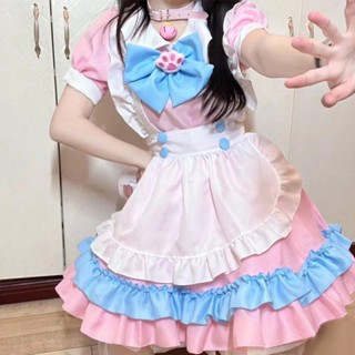 Powder Blue Maid Lolita สุภาพสตรี S-2XL ชุดเดรส