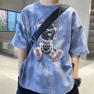 เสื้อยืดแขนสั้น แบบบาง พิมพ์ลายการ์ตูนมัดย้อม แฟชั่นฤดูร้อน สําหรับเด็กผู้ชาย 2023