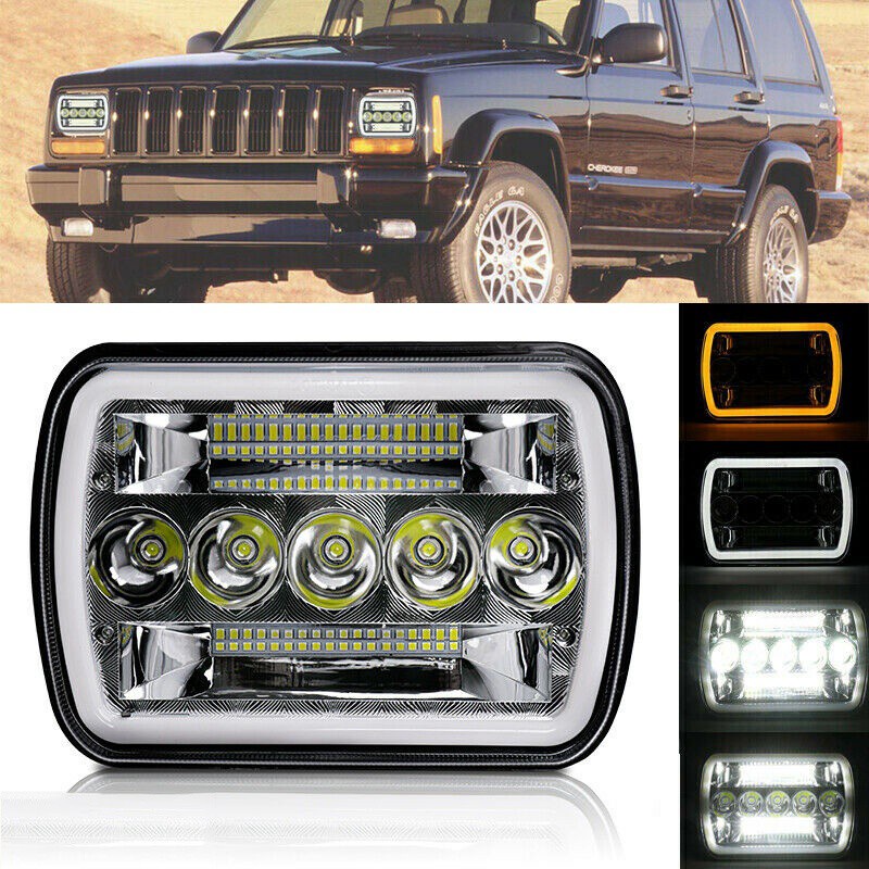 ไฟหน้า LED ขนาด 5X7 นิ้ว 7X6 นิ้ว สําหรับ Jeep Cherokee XJ Wrangler YJ BVBVPH