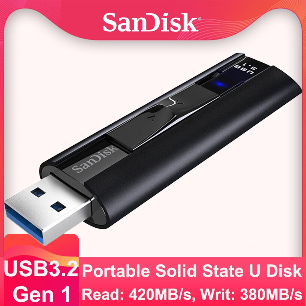 ✌▫SanDisk Solid State Flash Drive 1TB USB3.2 Gen 1 512GB Portable SSD Pen Drive CZ880 128GB Extreme PRO 256GB U Disk Up
