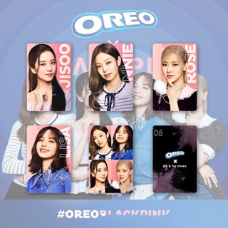 โปสการ์ดอัลบั้ม Black-Pink ×OREO LISA JISOO ROSE JENNIE สีดํา สีชมพู จํานวน 5 ชิ้น ต่อชุด