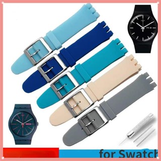 SWATCH สายนาฬิกาข้อมือ สายซิลิโคน ขนาด 17 มม. 19 มม. กันน้ํา สีสันสดใส สําหรับผู้ชาย และผู้หญิง