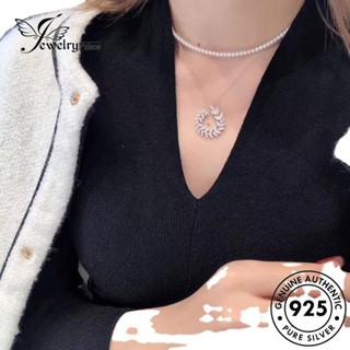 Jewelrypalace สร้อยคอเงิน 925 จี้รูปใบไม้ ประดับเพชร แฟชั่น สําหรับผู้หญิง S154