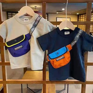 เสื้อยืดแขนสั้น แขนห้าส่วน แฟชั่นฤดูร้อน สไตล์เกาหลี สําหรับเด็กผู้ชาย 2023