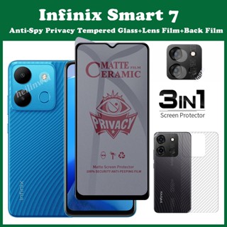 3-in-1 กระจกนิรภัย Infinix Smart 7 Smart 6 กระจกนิรภัยกันรอยหน้าจอ Infinix Smart 7 กระจกนิรภัยแบบเต็มจอ + ฟิล์มกล้อง + ฟิล์มด้านหลัง