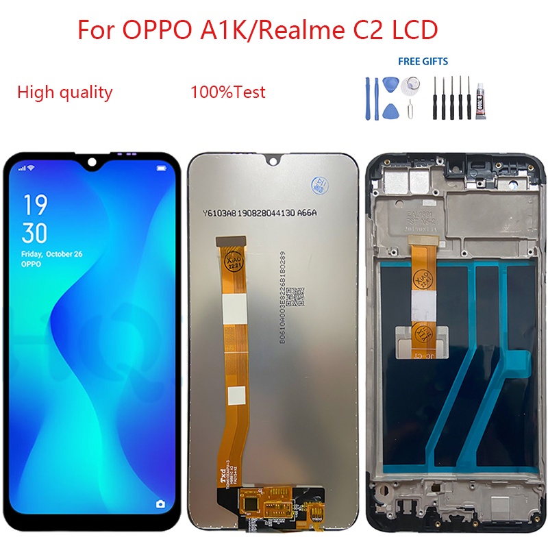 อะไหล่หน้าจอสัมผัสดิจิทัล LCD แบบเปลี่ยน สําหรับ OPPO A1K Realme C2 OPPO A1K Realme C2