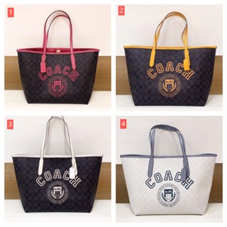 COACH CB869 City Tote สุภาพสตรีกระเป๋าถือ/กระเป๋าช้อปปิ้ง/กระเป๋าโท้ทพิมพ์ลาย/เปิด