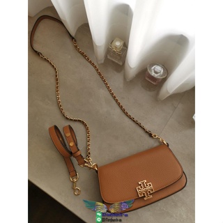 Tory burch britten crossbody tassel flap saddle messenger underarm baguette with double strap