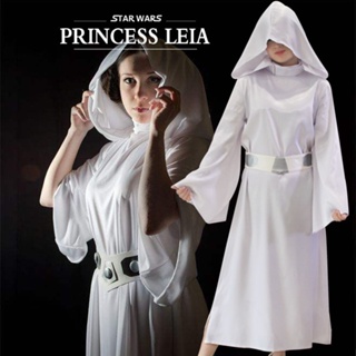 ชุดเดรสยาว คอสเพลย์ Star Wars Princess Leia สีขาว สําหรับผู้หญิง