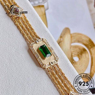 Jewelrypalace สร้อยข้อมือเงิน 925 ทรงสี่เหลี่ยม สีทองมรกต สําหรับผู้หญิง B308