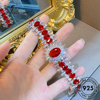 Jewelrypalace สร้อยข้อมือเพชร ทับทิม ทรงกลม สีเงิน หรูหรา สําหรับผู้หญิง 925 B571