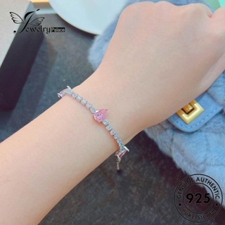 Jewelrypalace สร้อยข้อมือเงิน 925 ประดับเพชรคริสตัล สีชมพู แฟชั่น สําหรับผู้หญิง B587