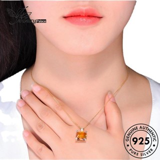 Jewelrypalace สร้อยคอเงิน 925 ประดับเพชร สีทอง ทรงสี่เหลี่ยม แฟชั่น สําหรับผู้หญิง N526