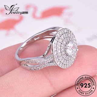 Jewelrypalace แหวนเพชรโมอิส ทรงกลม คลาสสิก สีเงิน 925 R1382 สําหรับผู้หญิง