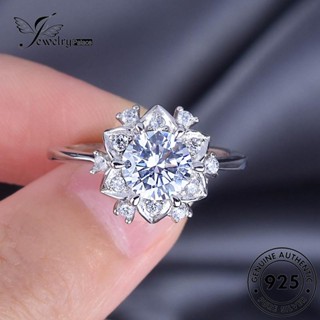 Jewelrypalace แหวนเงิน 925 ประดับเพชร รูปเกล็ดหิมะ เรียบง่าย สําหรับผู้หญิง Moissanite R2480