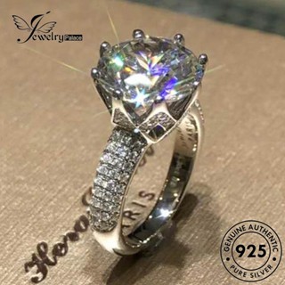 Jewelrypalace แหวนเงิน 925 ประดับเพชรโมอิส ทรงกลม สร้างสรรค์ สําหรับผู้หญิง R80