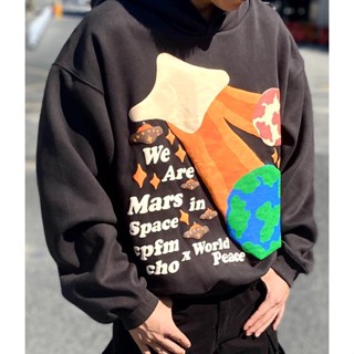 เสื้อกันหนาว มีฮู้ด ผ้าฟลีซ พิมพ์ลาย Mars and the Earth สามมิติ