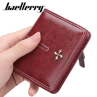 Baellerry กระเป๋าสตางค์หนัง ใบสั้น มีซิป ใส่เหรียญได้หลายใบ สีพื้น แฟชั่นเรียบง่าย สไตล์เกาหลี สําหรับผู้หญิง