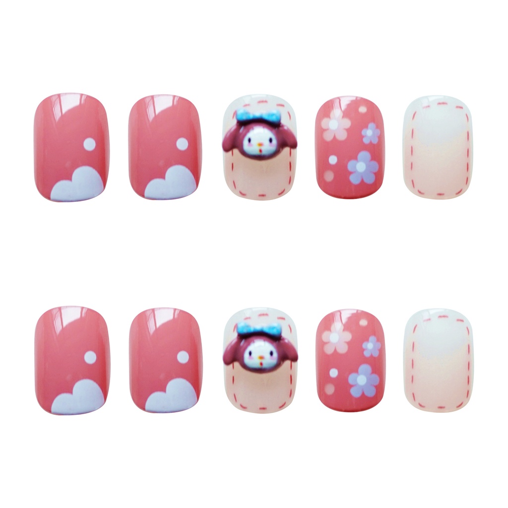 เล็บปลอมเจลลี่ ลายการ์ตูนน่ารัก DIY สําหรับตกแต่งเล็บ 24 ชิ้น ต่อชุด